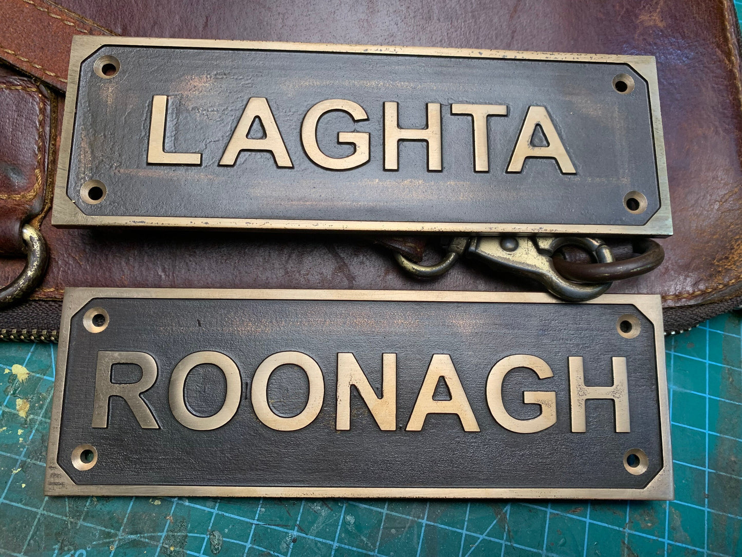 Brass neck sign,Custom date sign - Customized Cast brass Door wall sign & Plaques,Custom size plaques - Est sign
