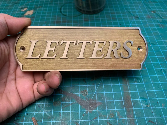 Brass Space Sign, Custom Brass Door Space Sign, Brass Cabinet Sign.