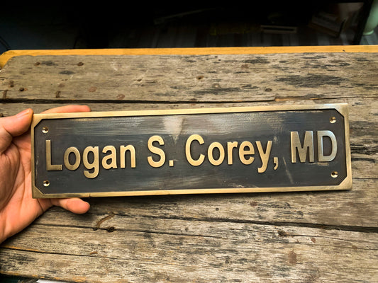 Custom Cast Brass door signs & plaques - Custom language plaques - Custom size plaques - Custom name signs - brass gold finish wall plaques